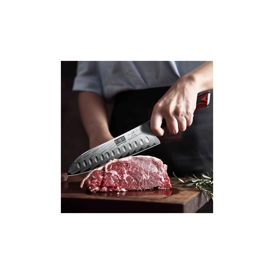 HOSHANHO 3 Pieces Damascus Kitchen Knife Set Ultra-Sharp Knives Set, Professional Chef Knife Set With G10 Ergonomic Handle,Gift Box