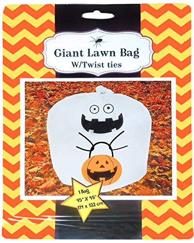 Set Of 4 Halloween Decorative Giant Lawn Bags With Twist Ties (Pumpkin & Ghost) #TOP1