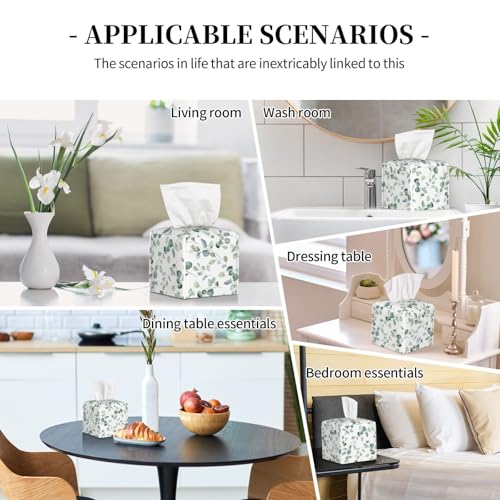 Mexpekil Square Tissue Box Cover With Green Eucalyptus Leaves Pattern - PU Leather Holder for Bathroom Car Napkins and Facial Dispenser - Cosy Home Interiors Mexpekil Square Tissue Box Cover With Green Eucalyptus Leaves Pattern - PU Leather Holder for Bathroom Car Napkins and Facial Dispenser - Image 7