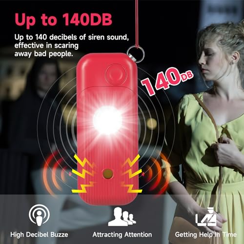 Dyoac Personal Safety Alarm For Women - 140Db Self Defense Keychains Siren Whistle With Sos Led Strobe Light Personal Emergency Security Safe Devices Key Chain Alarms In 5 Pop Colors thumb #1