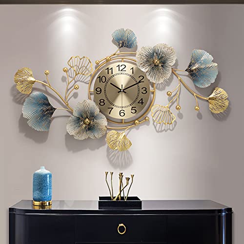 Fmnnfp Large Wall Clock 37 Inch Creative Metal Ginkgo Leaf Design Wall Clock Silent Non Ticking Decoration Wall Clocks For Living Room Bedroom Home #TOP1
