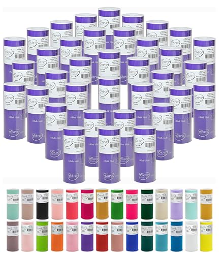 Image of Expo International Decorative Matte Tulle, Roll /Spool of 6 Inch x 25 Yards (Pack of 36), Polyester-Made Tulle Fabric, Matte Finish, Lightweight, Versatile, Washable, Easy-to-Use, Purple
