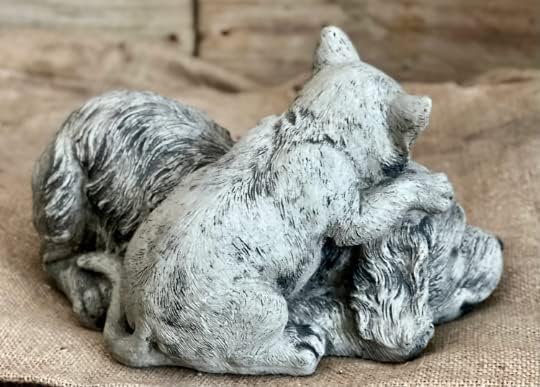Outdoor Statue of Laying Pets Sleeping Cat and Dog Figurine Friends Dog and Cat Statue Concrete Garden Decoration