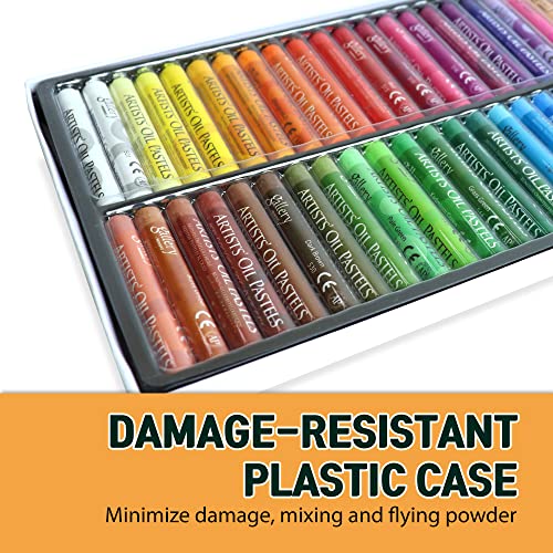 Ha Shi Soft Oil Pastels (50 Sticks, 48 Colors) Art Supplies For Artist, Gallery Oil Painting Stick, Classroom Set, Professional Oil Crayons #TOP1