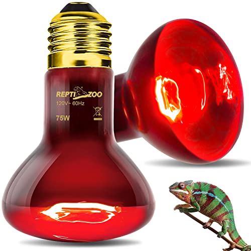 Reptizoo 75W Reptile Heat Lamp Bulb 2Pcs Infrared Heat Emitter Red Heat Lamp For Reptile Amphibian thumb #1