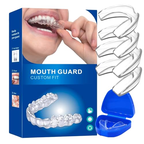 Ferula Descarga Bruxismo, 4 Piezas 2 Tamaños, Bruxismo Dental Noche, Férula de Descarga, Protector Bucal para Dormir, Prevención del Rechinar de Dientes y los Ronquidos