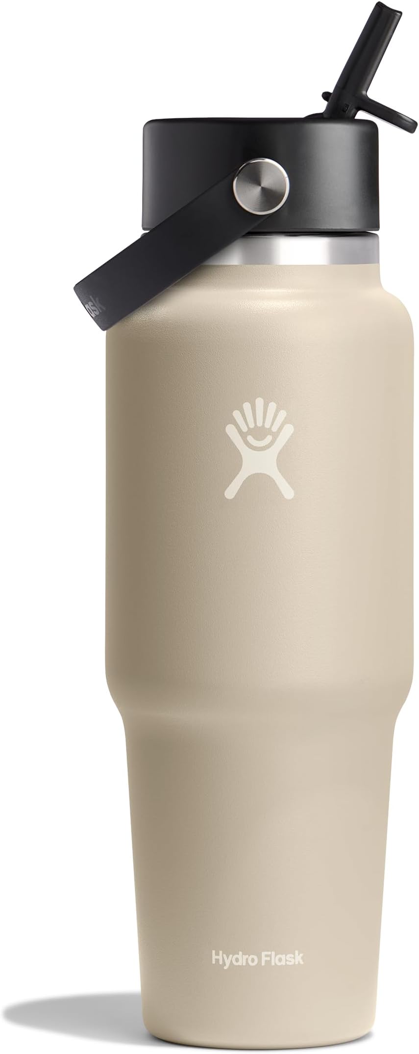 Travel Water Bottle - Insulated Stainless Steel - Wide Straw Lid, Non Spill, Leakproof in 32 Oz Oat Tan