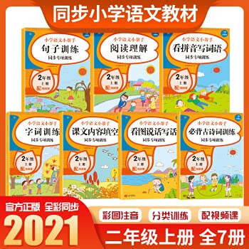 (A4 paper size) Primary school Chinese second grade special review exercise book (7 books with text explanation videos in total) 2020 autumn unified edition