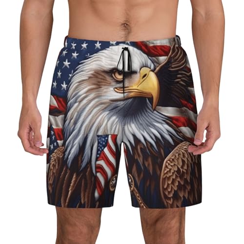Pantalones cortos de baño para hombre con estampado de águila americana