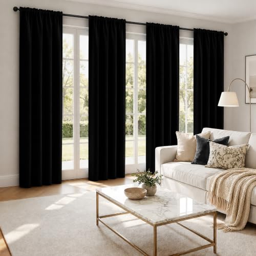 Image of MIULEE Black Blackout Curtains 84 Inch Length for Bedroom Set of 4 Panels