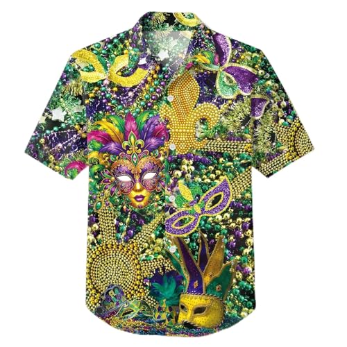Mardi Gras Shirts for Kids: Boys Fat Tuesday Party T Shirt New Orleans Hawaii Button Down Tops 5-12 Years