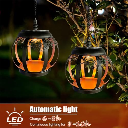 Farolillos solares exterior, 2 Piezas luces solares led jardin, farolas solar colgantes, lampara solar exterior, decoracion terraza , Jardín, camping outdoor - imagen 5
