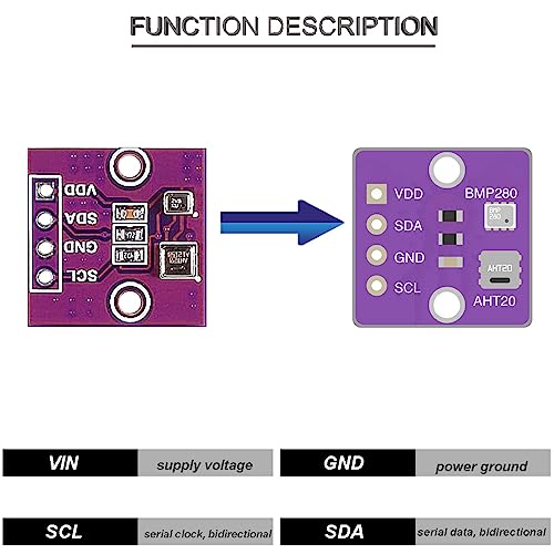 Youmile 5 Stück Temperatur- und Feuchtigkeitssensormodul Luftdruckmodul AHT20 + BMP280 Hochpräziser 3-in-1-Sensor Ersetzt BME280 mit männlichem und weiblichem Verbindungskabel für Arduino