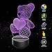 3D Night Light Teddy Bear 3D Lamp Optical Illusion Nightlights Touch Switch Bedside Lamp 7 Colors Changing LED Lamps Perfect Birthday Gifts for Girls Kids Children Boys Adults Women (N01 Bear)