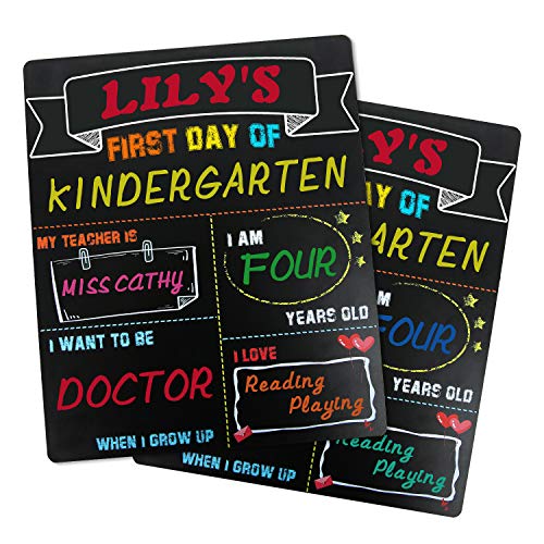 SKYDUE First Day and Last Day of School Chalkboard, 10" x 12" Reusable Erasable Wooden Chalkboard Sign, Double Side 1st Day of School Sign, Back to School Photo Prop Commemorate Supplies