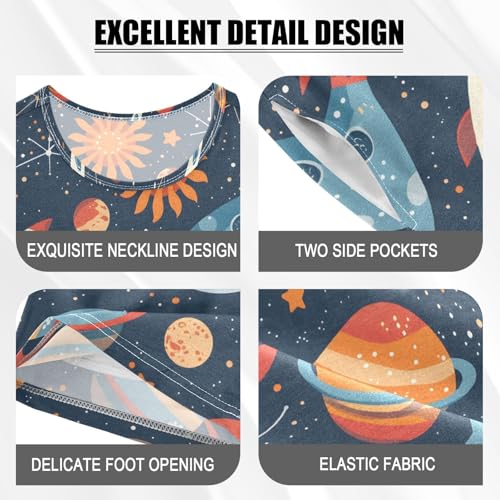 ALAZA Planet Solar System Star Space Pajamas Short Sleeve 2 Piece Sleepwear Top and Bottom Pajama Set Unisex4
