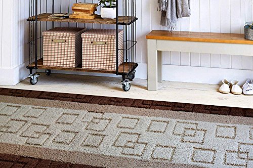 Custom Size Hallway Runner Rug Brown-Beige Color 31 Inch Wide Select Your Length Non-Slip (Skid Resistance) Rubber Backing 17 Feet X 31 Inch #TOP1