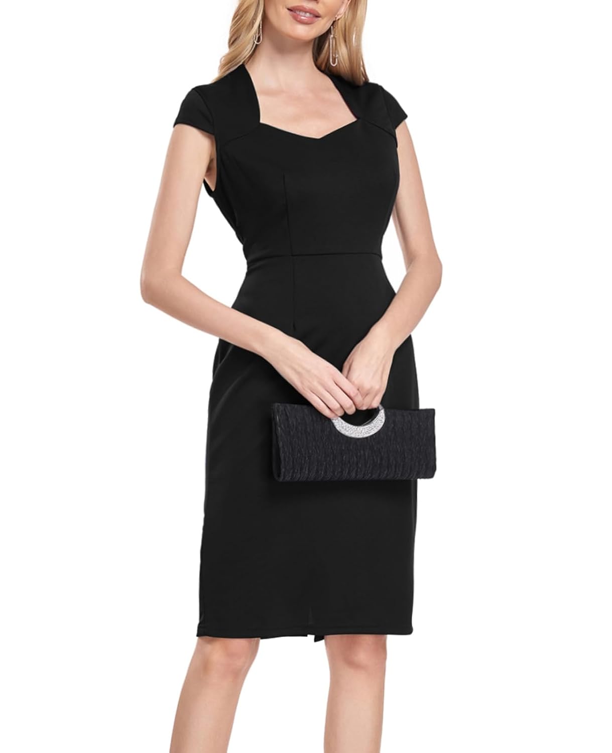 MINTLIMIT Womens Sheath Dress Cap Sleeve Sweetheart Neck Business Work Pencil Dresses