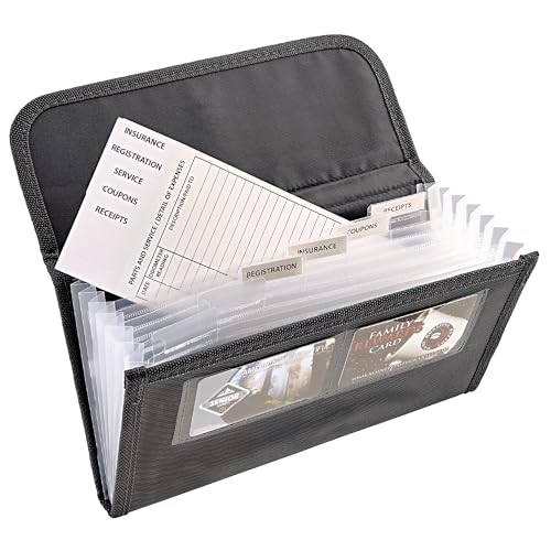 High Road Car Glove Box Organizer - Maintenance Folder for Car Documents - Card Pockets for Insurance and Registration with Receipt Log and Divider Tab Inserts