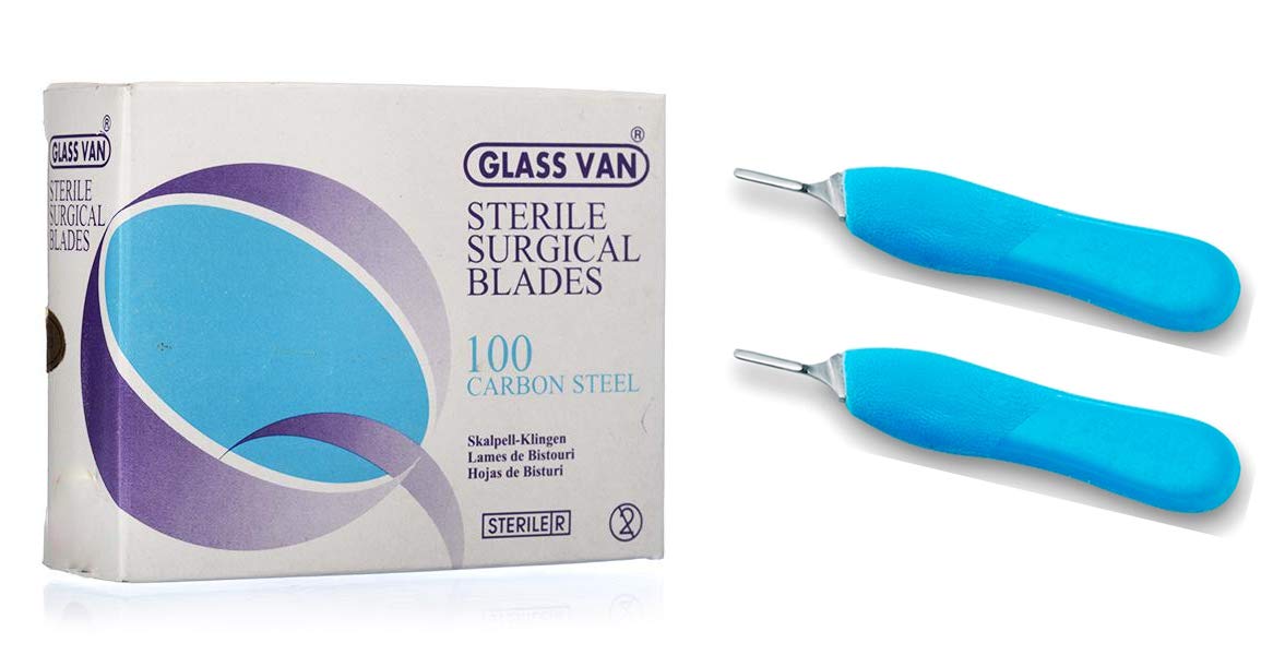 Surgical Blade Box No.15 (100 nos.) + 2 Plastic Moulded Stainless Steel Handles (B08JM45K5M) Amazon Price History, Amazon Price Tracker