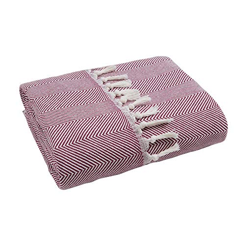 Mixibaby - Manta reversible para sofá, Diseño espina de pescado, morado, 200 x 230 cm Cover