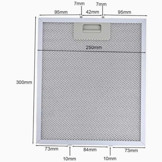 Filtro de grasa de metal duradero de 300 x 250 mm para extractor 3