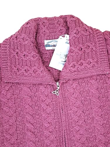 Image of Aran Crafts Irish Women's Double Collar Zip Cardigan (100% Merino Wool)