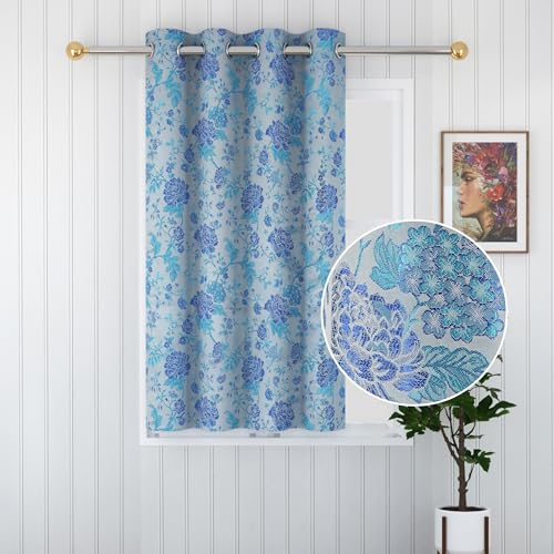 Image of FRESH FROM LOOM Window Room Darkening Curtains 6 Feet Long,High Tenacity Yarn Polyester Grommet Weaved Premium Screens for Home Office,Prada for Living Room Bedroom,Dust Repellent(Blue,6ft,1pc)