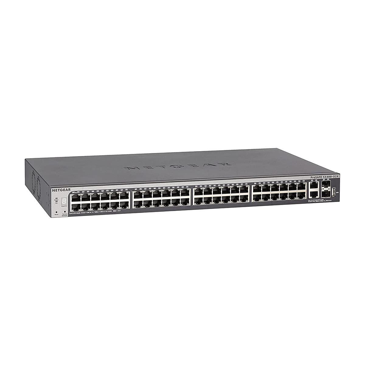 Netgear (GS752TXS Smart Switch manageable Professionnel empilable 52 Ports Gigabit (10/100/1000) - Switch RJ45 avec 4 Ports SFP+ 10 Gigabit, Bureau/en Rack et Protection à Vie ProSAFE