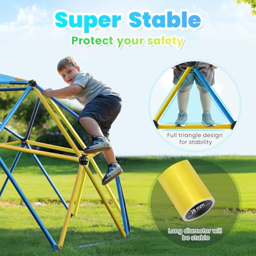 Image of Zupapa Experience Ultimate Fun with the Upgraded Decagonal Geo Dome Climber Playset and Easy Assembly Play Equipment for Kids (Blue, 9FT)