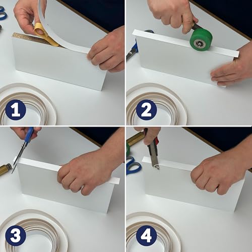 Image of Birch 1 /2 inch x 25 feet Edge Banding Veneer Tape Peel Stick Adhesive Edging Veneer Trim Flexible Vinyl Strip Molding Wood Cabinet Laminate Shelf Furniture Countertop Formica Plywood Board Repair