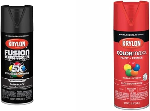 Miniatura 1 de Krylon KrylonKrylon K02732007 Fusion - Pintura en aerosol todo en uno paquete de 1 y K05503007 COLORmaxx Pintura en aerosol e imprimación para uso