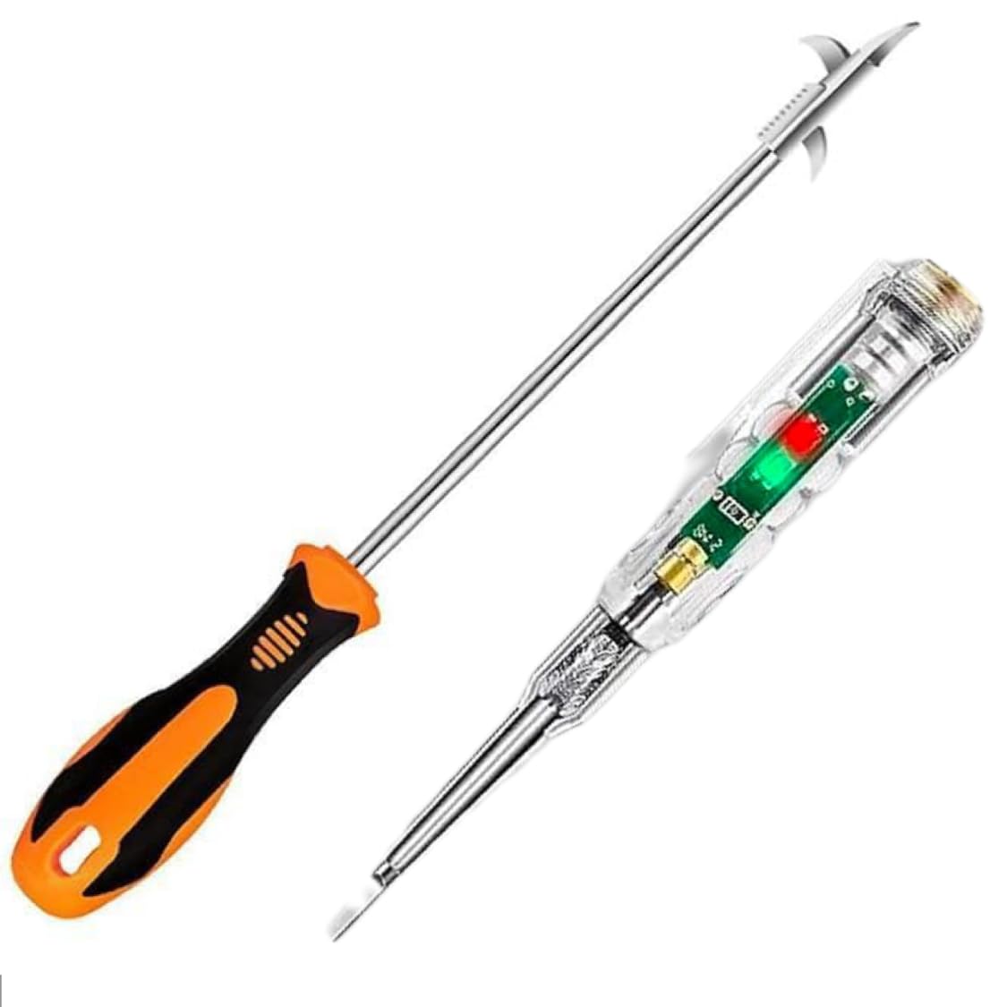 304/Stainlees Steel Tyre Stone Remover Tool, Multipurpose Car Hook, Tire Cleaning, Tyre Stone Picker for Motor Bike Truck Car Wheel Hook with Electrical Voltage Tester Pen (Built-in Screwdriver)