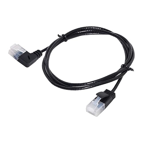 Vista 2 de CY Cable Ethernet Cat6 ultradelgado delgado RJ45 en ángulo izquierdo UTP Cable de red Cable de conexión de 90 grados Cat6a LAN para portátil Router
