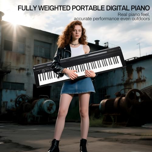 AODSK Weighted Piano 88-Key Beginner Digital Piano,Full Size Weighted keyboard with Hammer Action,with Sustain Pedal,15W Stereo Speakers,MP3 Function,Piano Lessons,Black,S-200