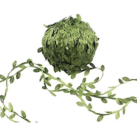 132 Ft Artificial Vines, GreeStore Fake Hanging Plants Silk Ivy Garlands Simulation Foliage Rattan Green Leaves Ribbon Trim for Wedding Birthday Party Shower DIY Craft Cakes Garden Wall Decoration Cover