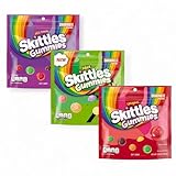 ASSORTIT X Skittles Collab Gummies Variety 3 Pack Original Wild Berry & Sour Chewable Sampler 12 Oz Resealable Bags American Classic Soft Fruit Chews
