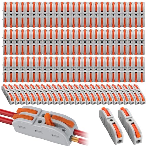 YSWOVUO Conectores Electricos Rapidos, 100 Piezas Clemas Electricas SPL-1, Fichas de Empalme Electrico con Palanca, Clemas Electricas Rapidas, Pueden Combinar Libremente SPL1-5