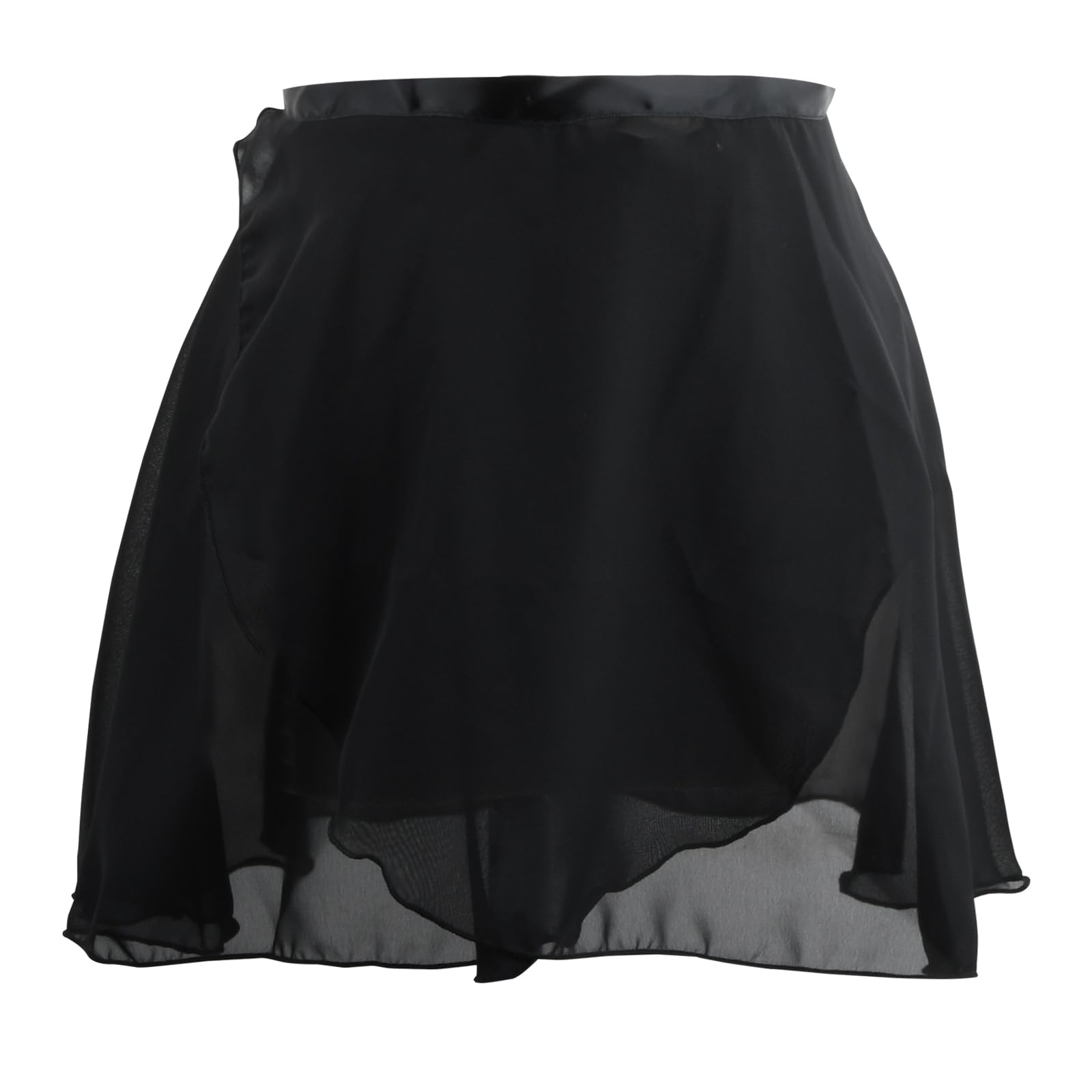 Wisebom Girls Ballet Wrap Skirt, Chiffon Dance Skirts with Adjustable Waist Tie for Ballet, Black