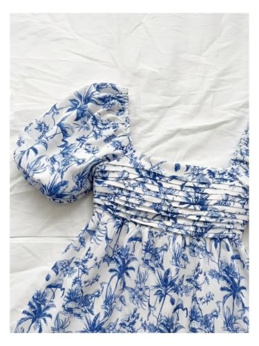 Image of Floerns Women's Floral Dress Puff Sleeve Dress Square Neck Summer Vacation Picnic Mini Dresses