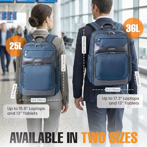 Image of EVERKI Onyx Premium Business Executive Laptop Backpack, Ballistic Nylon and Leather, Travel Friendly