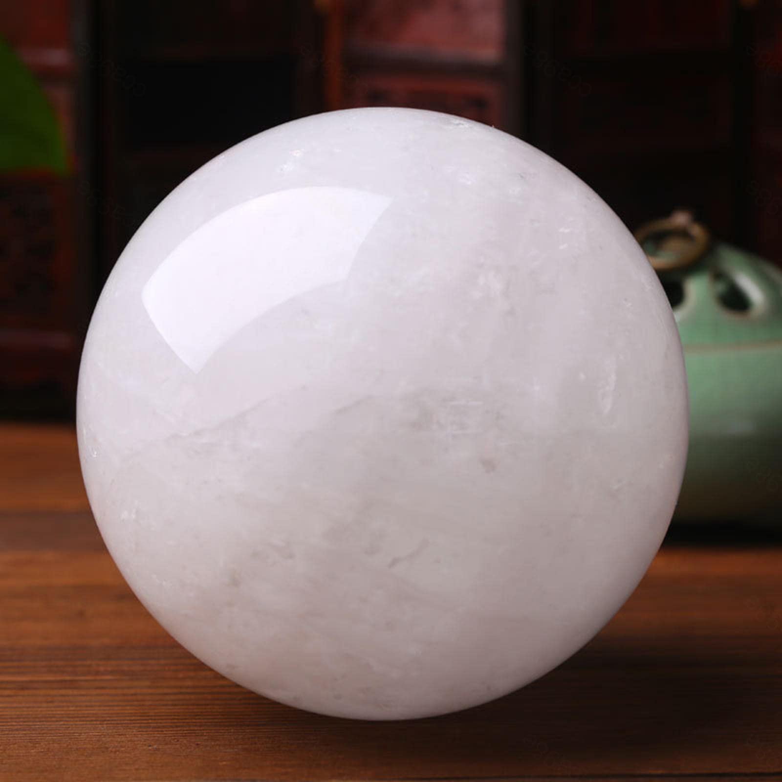 LTRAJUYNH 1pc Big White Ball Fengshui Crystal Selenite Stone for Decor Beautiful Ornament, ball-9cm