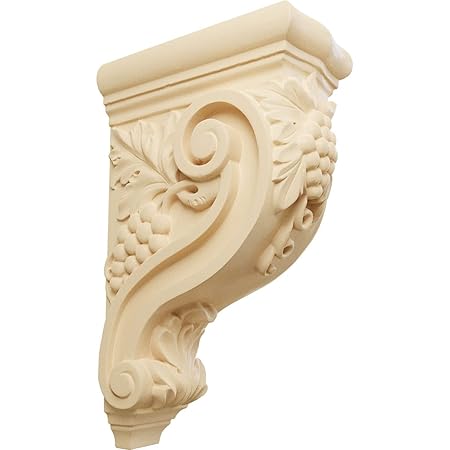 Ekena Millwork COR04X08X13DEMA 4 1/4-Inch W x 8-inch D x 13 1/4-Inch H Devon Grapes & Vines Corbel, Maple
