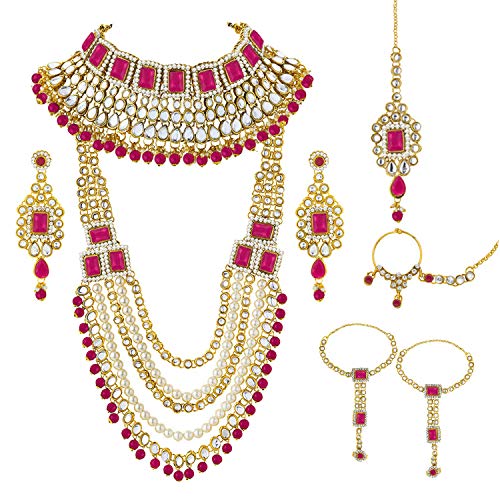 Aheli Wedding Party Kundan Pearl Nose Ring Nath with Pearl Chain Traditional Indian Jewelry for Women (AH-PF36BR13RP) Aheli Wedding Party Kundan Pearl Nose Ring Nath with Pearl Chain Traditional Indian Jewelry for Women (AH-PF36BR13RP)