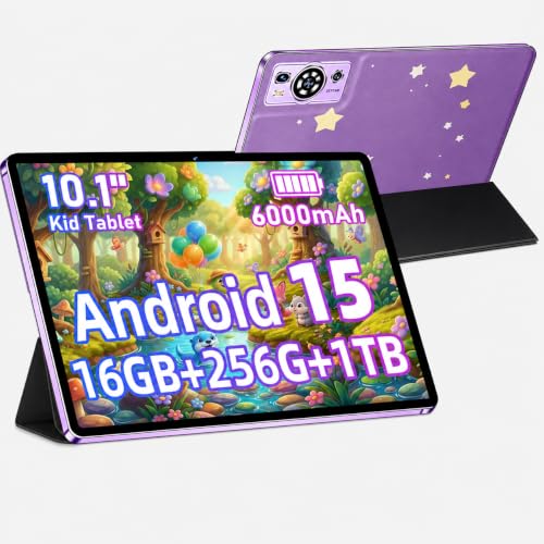 Image of 10.1-Inch Tablet, Android 15 Tablet, Wi-Fi 5, 16GB RAM 256GB ROM, 1TB Expandable, HD IPS Display, 6000mAh Battery, Keyboard