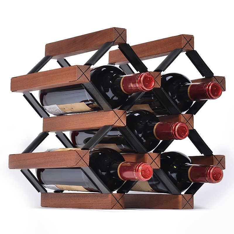 Casier à vin en bois pour comptoir de cuisine et bar contemporain