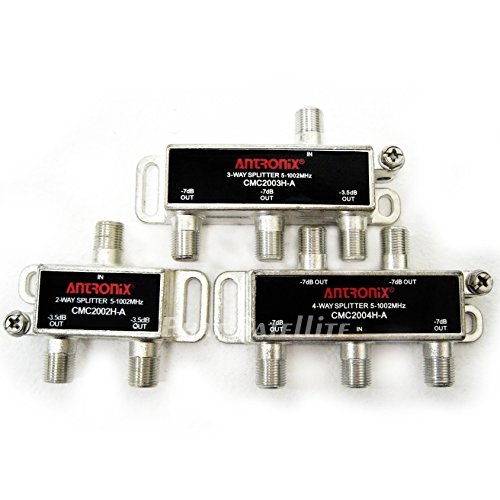 2-Way 3-Way 4-Way Signal Splitter Package Professional Grade Heavy Duty Balanced 5-1002MHz Corrosion Resistant Plating For RG6 RG59 RG7 RG8 RG-11 Coaxial Cables Charter Time Warner Comcast HDTV
