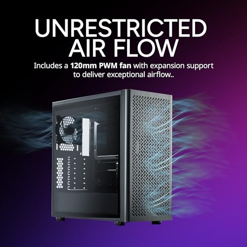Image of Cooler Master Elite 502 Lite ATX High Airflow Minimalist PC Case, 410mm GPU Max, Compatible RTX 5090|RX 7090 XT, 360mm AIO Max, Type C, Tempered Glass, 120mm Fan, Intakes Grill
