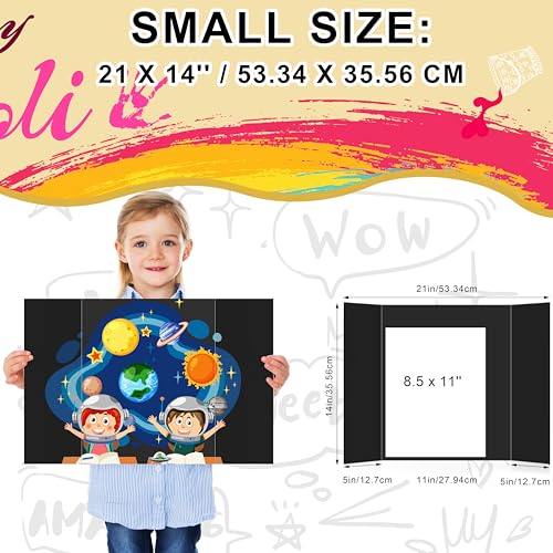 Image of HAUTOCO 3 Pcs Small Trifold Poster Board 21 x 14 inches Tri Fold Presentation Boards Black Corrugated Project Boards for Science Fair, School Project, Event Displays, Business (Pack of 3)