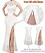 VFSHOW Womens Elegant Halter High Slit Formal Wedding Guest Maxi Long Dress 2023 Prom Sweetheart Neck Lace Cocktail Evening Gown (Ivory, Medium) 10625 WHT M